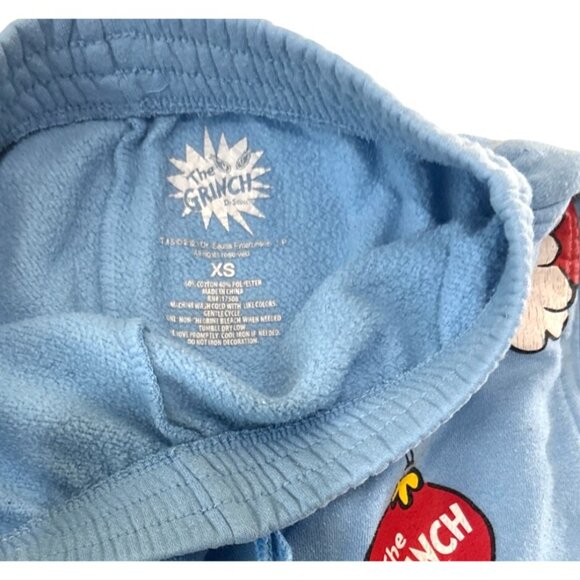 Dr. Seuss The Grinch Blue Fleece Jogger Pants XS With Drawstring Waist & Elastic - Picture 4 of 5